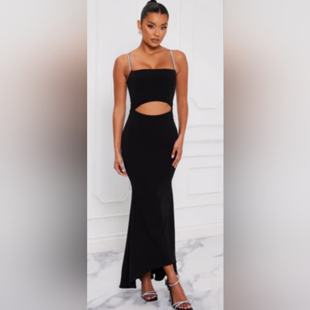 Fashion Nova Black One Shoulder Cut Out Dress